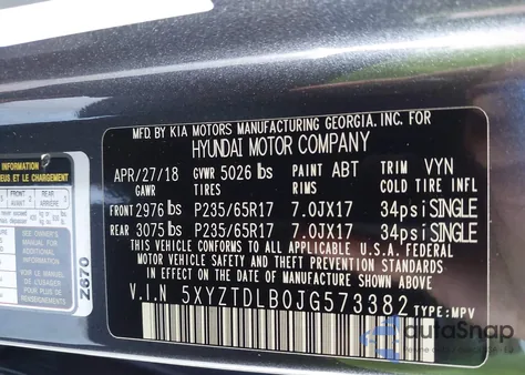 2018 Hyundai Santa Fe Sport 2.4L z USA, uszkodzony, nr VIN 5XYZTDLB0JG573382